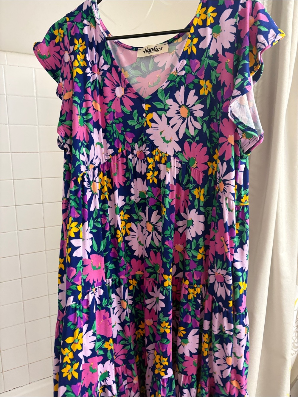Haptics Navy Floral Midi Dress with Pink and Yellow Flowers never worn.